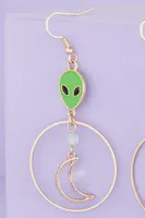 Alien Head Moon Drop Earrings
