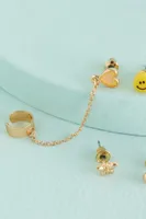 Gold Flower Child Icons Single Earring Set