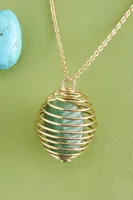 Gold Tumbled Stone Cage Necklace
