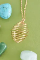 Gold Tumbled Stone Cage Necklace