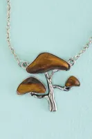 Tiger’s Eye Silver Mushroom Cluster Necklace