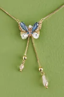 Blue Pearl Butterfly Lariat Necklace