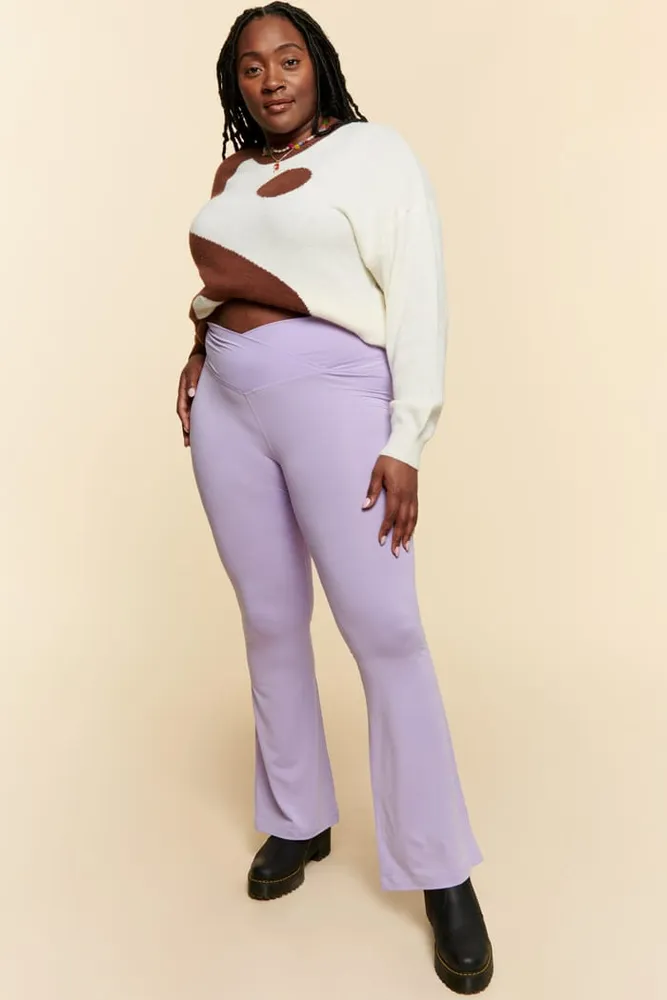 Earthbound Trading Lilac Crossover Yoga Flare Pants