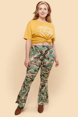 Abstract Mushroom Flare Pants