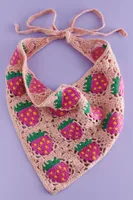 Pink Crochet Strawberries Hair Scarf