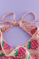 Pink Crochet Strawberries Hair Scarf