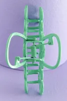 Green Metal Flower Claw Clip