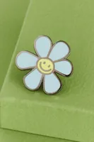 Blue Smiley Daisy Enamel Pin