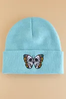 Skull Moth Foldover Beanie