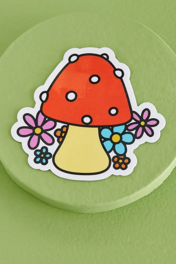 Red Mushroom Flower Sticker