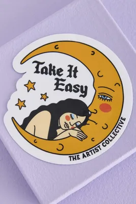 Vintage Take it Easy Moon Sticker