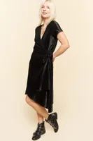 Black Velvet Wrap Dress