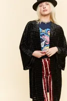 Black Velvet Striped Cardigan