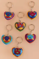 Assorted Mayan Crochet Heart Keychain