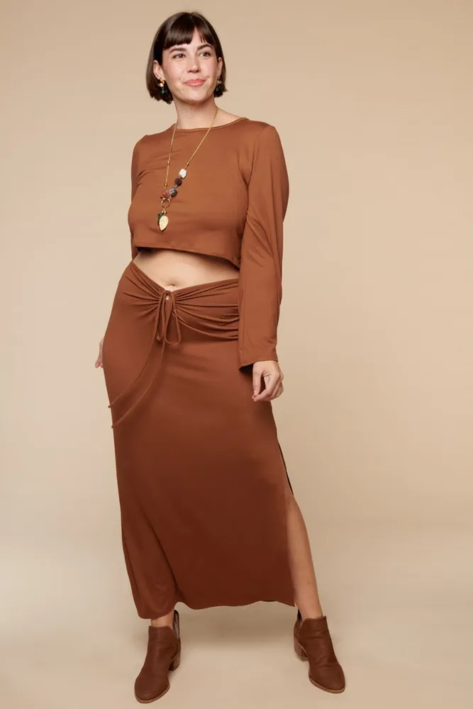 Hazel Waist Tie Maxi Slit Skirt