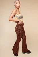 Black and Brown Checker Flare Pants