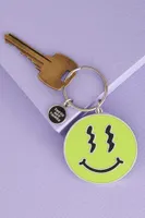 Neon Smiley Face Keychain