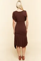 Mahogany Flutter Sleeve Maxi Dress