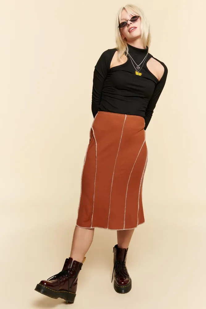 Orange Reverse Seam Skirt