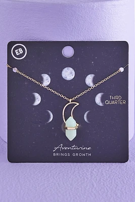 Aventurine Third Quarter Moon Necklace