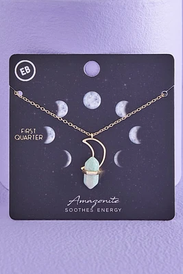 Amazonite First Quarter Moon Necklace