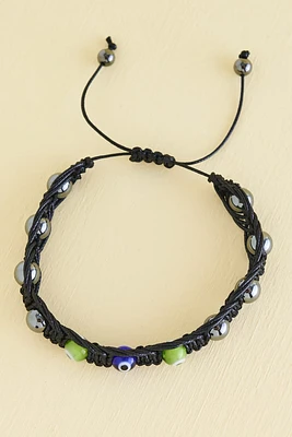 Hematite Evil Eye Woven Bracelet