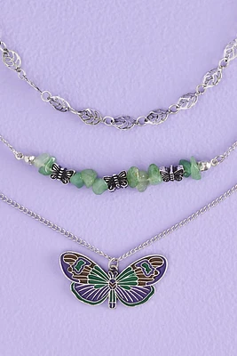 Aventurine Butterfly Leaf Necklace Set