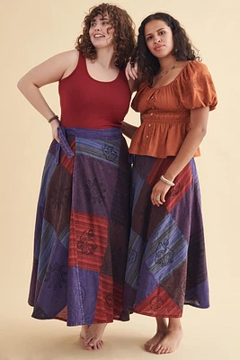 Plum Overdyed Patchwork Wrap Skirt