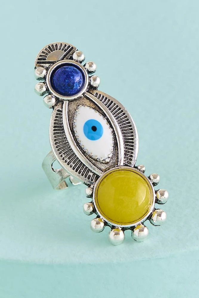 Lapis and Marble Evil Eye Ring