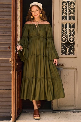 Forest Green Peasant Dress