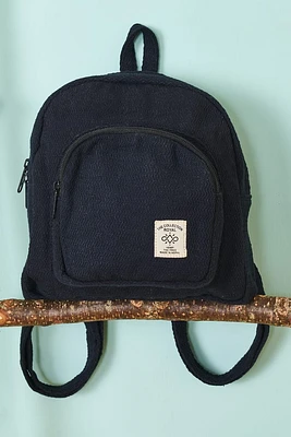 Solid Black Hemp Jacquard Backpack