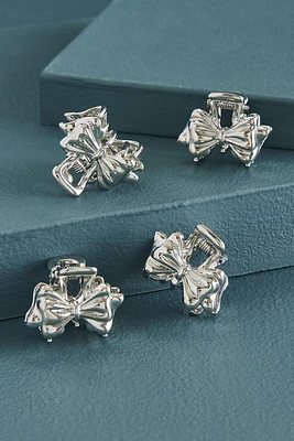 Silver Bows Claw Clip Set