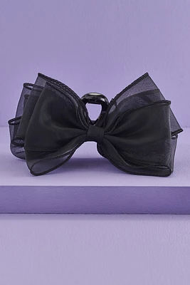 Black Organza Bow Claw Clip