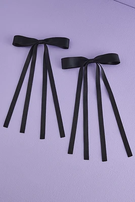 Black Skinny Bow Hair Clip Set