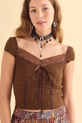 Mocha Lace Corset Top