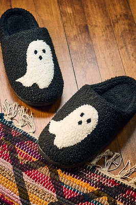 Fuzzy Ghost Slide Slippers