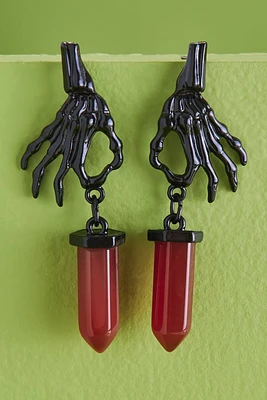 Agate Skeleton Hand Earrings