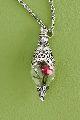 Bottled Red Flower Necklace