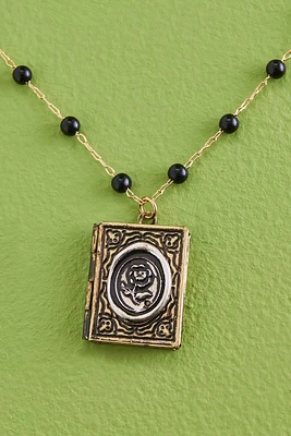 Rose Book Locket Necklace