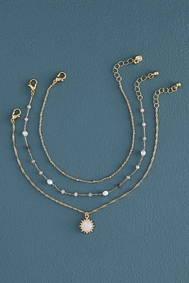 Opalite Sun Charm Anklet Set