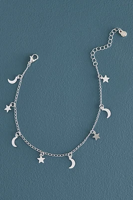 Silver Moonlit Pendant Anklet