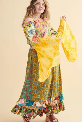 Gold Sari Assorted Patchwork Maxi Dress