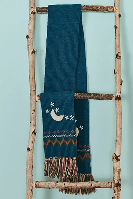 Teal Moon Wool Scarf