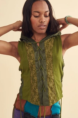 Green Fairy Lace Hooded Tank