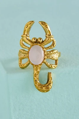 Rose Quartz Gold Scorpion Ring