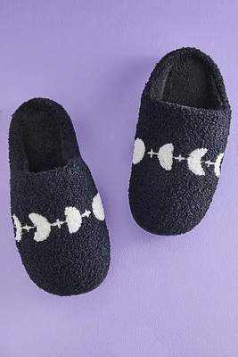 Fuzzy Black Moon Phase Slippers