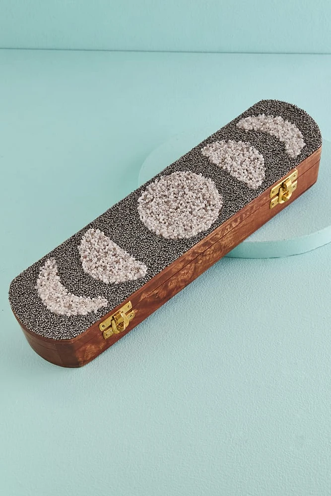 Moon Phases Inlaid Wood Incense Box Burner Moon Phases Inlaid Wood Incense Box Burner