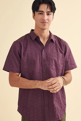 Plum Textured Camp Shirt