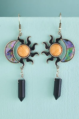 Abalone Howlite Moon Earrings