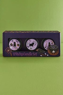 Witchy Black Cat Tin Candle Set